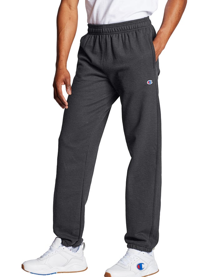 Champion Mens Pants NZ - Powerblend Fleece Relaxed Bottom Dark Grey ( 6423-BUEIQ )